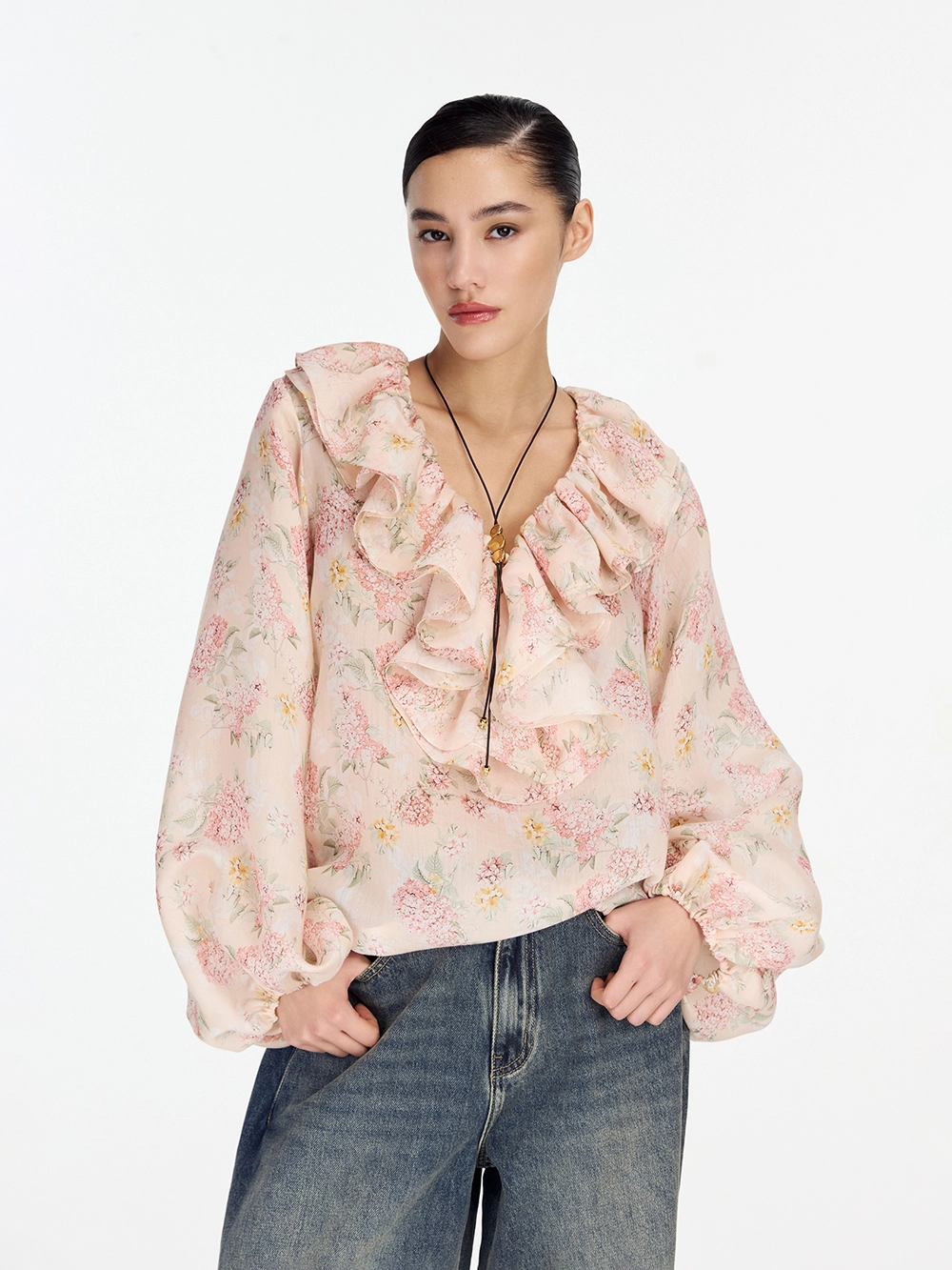 картинка блузка с оборкой из тенсела от магазина truered.ru (ex-SOLO·U)